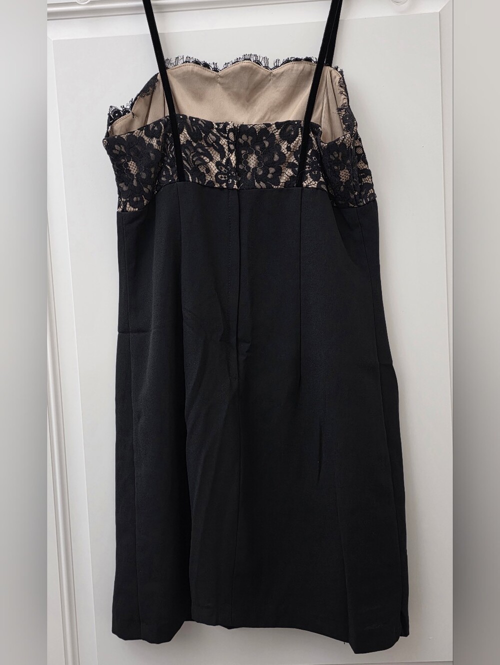 📣Vintage 90s Scott McClintock Black Cocktail Formal Dress👗 Gold Lace Bodice 8P - Picture 9 of 13